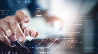 Hand activating digital cybersecurity interface